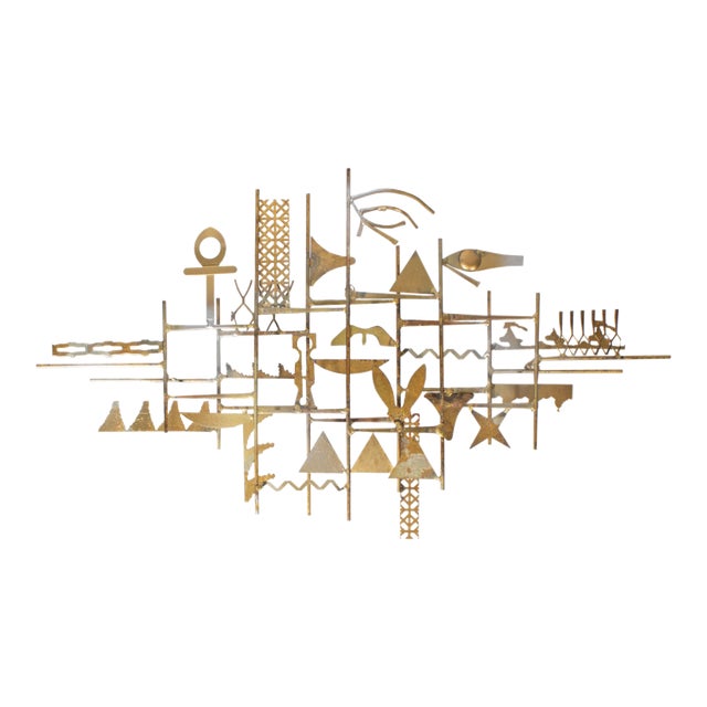 1960s Egyptian Inspired Metal Wall Sculpture by William Bowie For Sale