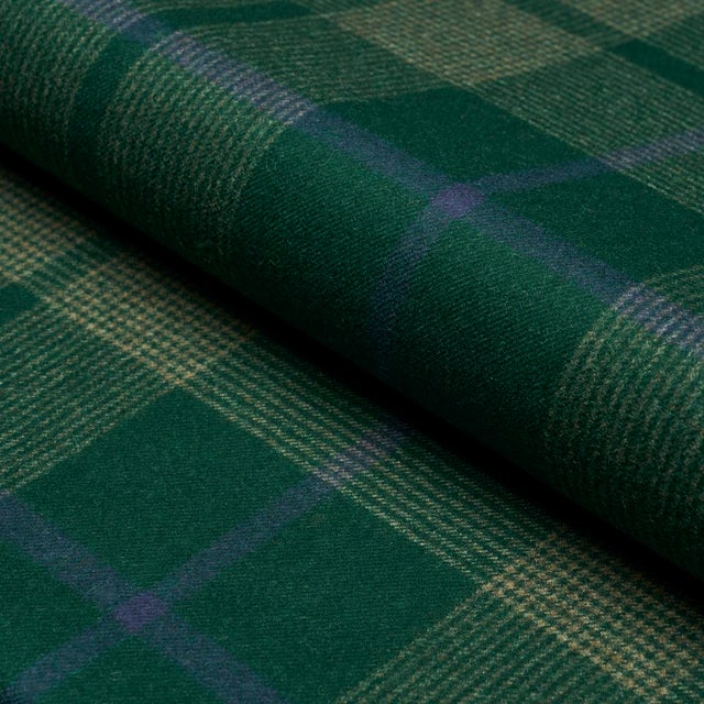 SAMPLE - Schumacher Montana Wool Plaid Fabric In Hunter For Sale