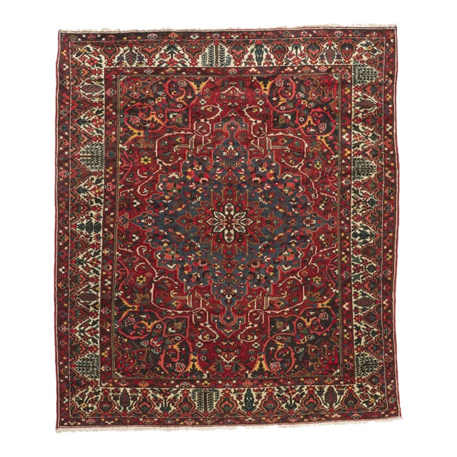 Antique Persian Bakhtiari Rug -10'02 X 11'10 For Sale