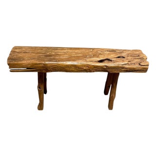 Andrianna Shamaris Teak Wood Log Style Bench For Sale