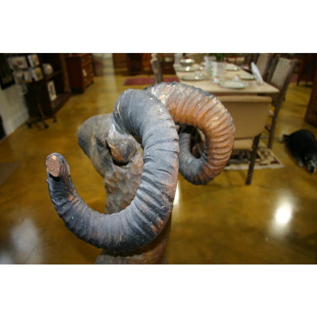 Antique Folk Art, Carved Life Size Mountain Goat - Ram For Sale - Image 4 of 15