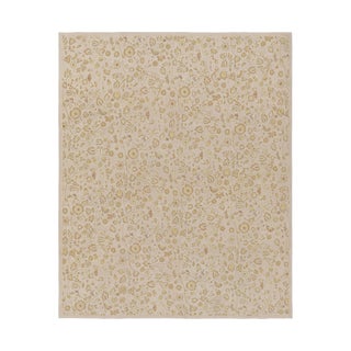 Rug & Kilim’s Tudor Style Rug in White With Beige-Brown Floral Patterns For Sale