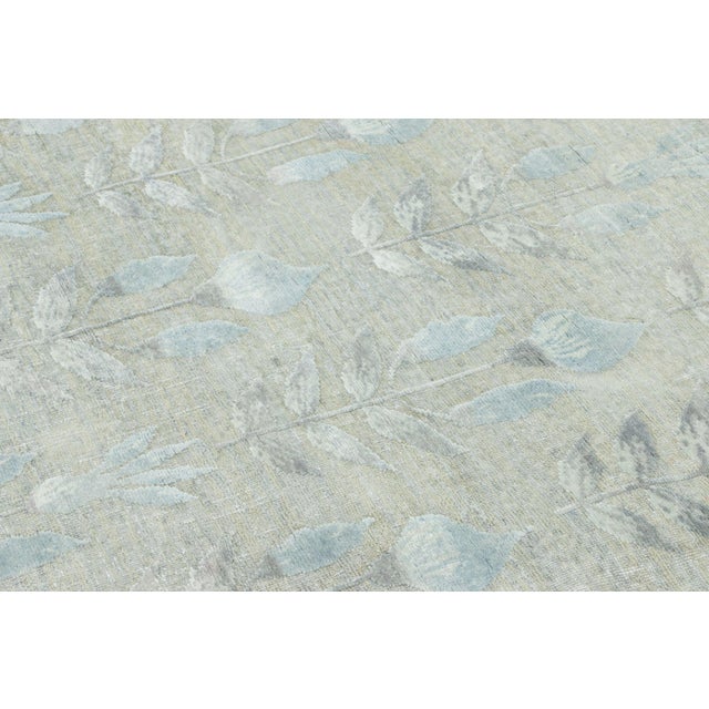 Modern Rug & Kilim’s Block Print Rug With Beige-Gray and Steel Blue Florals For Sale - Image 3 of 7