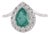 1.15ct Natural Pear-Cut Emerald Diamond Halo 14k Gold Statement Ring Size 9 For Sale