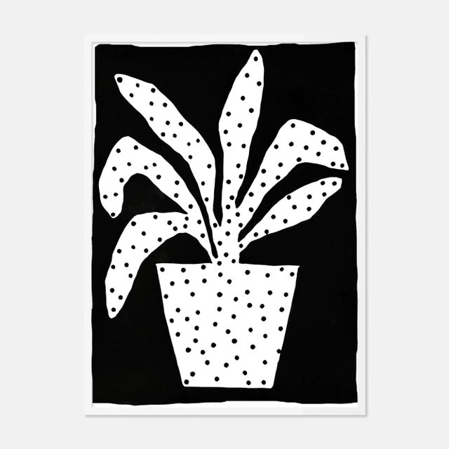Kate Roebuck Polkadot Plant by Kate Roebuck in White Framed Paper, Medium Art Print For Sale - Image 4 of 4