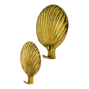 Pair of Vintage Brass Seashell Wall Hooks – Coastal / Hollywood Regency