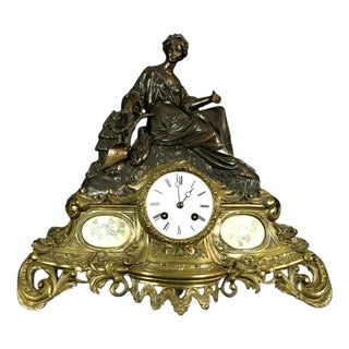 French Figural Mantel Clock in Bronze and Ormolu attributed to Samuel Marti, 1880 For Sale