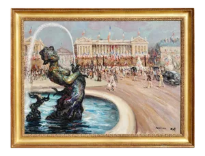1948 “Place De la Concorde” Cityscape Oil Painting by Marcel Dyf, Framed
