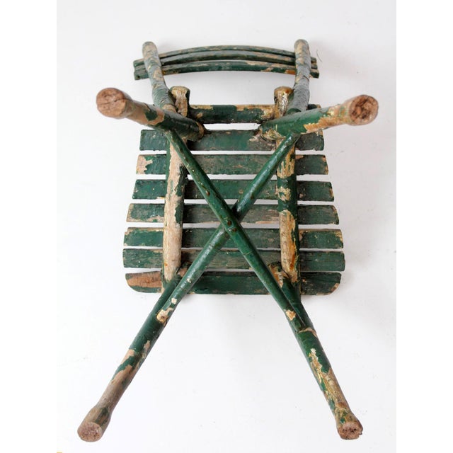 Antique Green Painted Rustic Adirondack Chair For Sale - Image 16 of 17