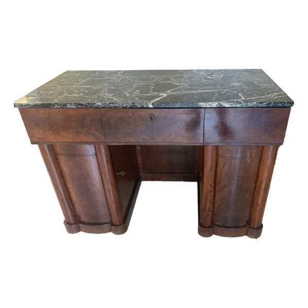 Very Rare Antique Mahogany Marble Top Writing Desk Circa 1820 For Sale