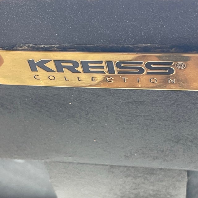 Neoclassical Tooled Leather Greek Key X Base Console Table by Kreiss Collection For Sale - Image 9 of 12