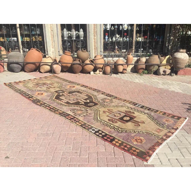 This beautiful, vintage, handwoven kilim is approximately 50 years old. It is handmade, of very fine quality hand spun...