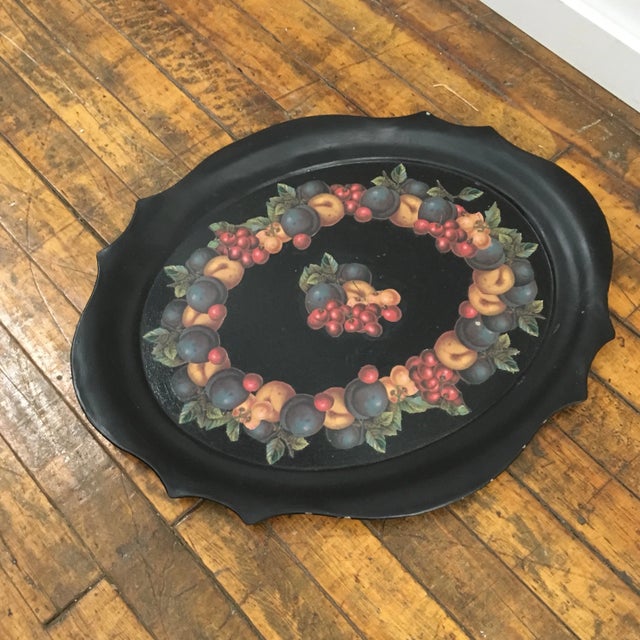Farmhouse Vintage Decoupage Tray With Fruit Motif For Sale - Image 3 of 7