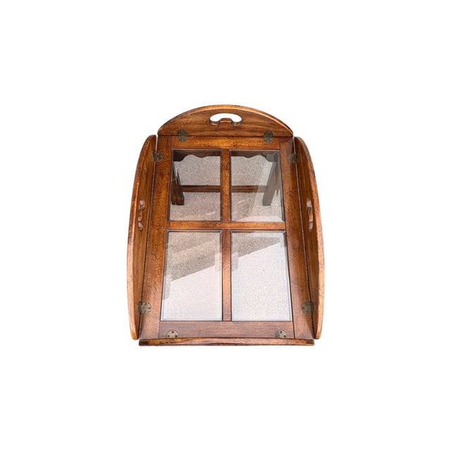 Late 20th Century Wooden Butler's Tray Table With Glass Inset Panels For Sale In Indianapolis - Image 6 of 18