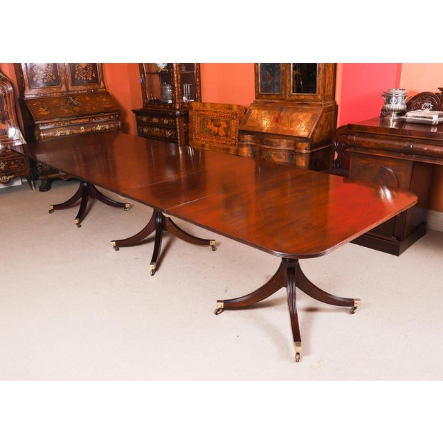 Hollywood Regency Vintage 3 Pillar Dining Table and Chairs by William Tillman, 1980s, Set of 13 For Sale - Image 3 of 18