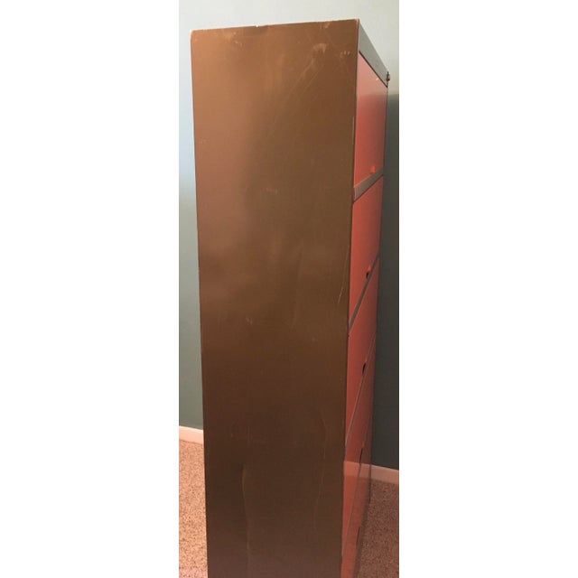 1970s Tab Orange Mod Metal Tall File Cabinet For Sale - Image 9 of 13