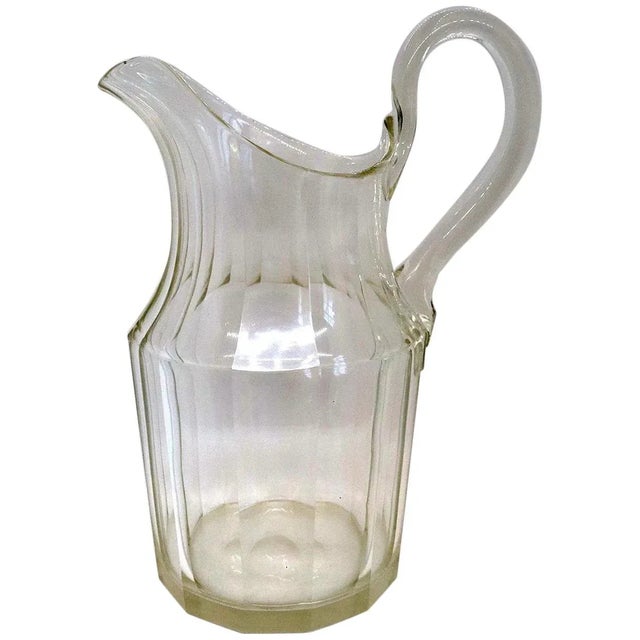 Early 19th Century Early American Blown Glass Slab Cut Pitcher Jug For Sale - Image 5 of 5