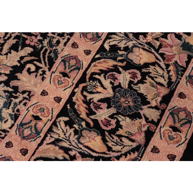 1990s Shabby Chic 1990's Floral Pak-Persian Black/Red Wool Rug - 9'2'' X 11'10'' For Sale - Image 5 of 9