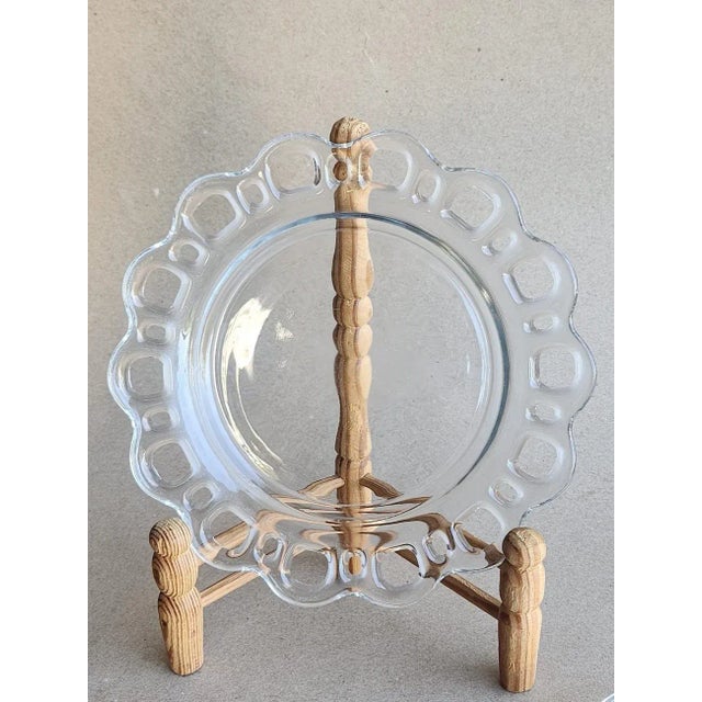 Vintage Luncheon Plates in Open Work Clear by Lancaster, a Pair For Sale - Image 9 of 9