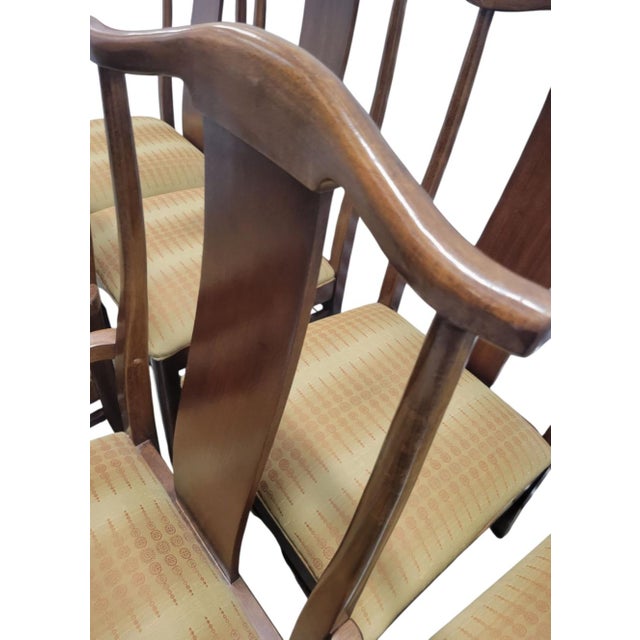 Vintage Bernhardt Mid Century Modern Pecan, Walnut Sleek Dining Room Chairs- A Set 6 For Sale - Image 13 of 16