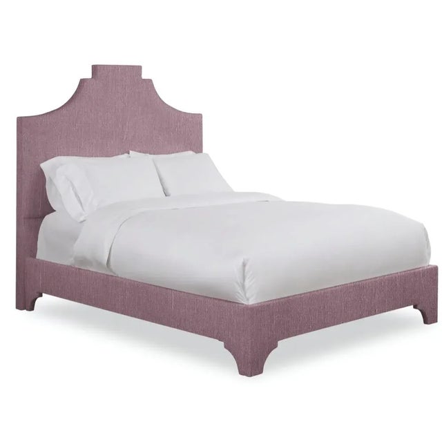 Modern Nadine California King Headboard, Plum Linen For Sale - Image 3 of 5