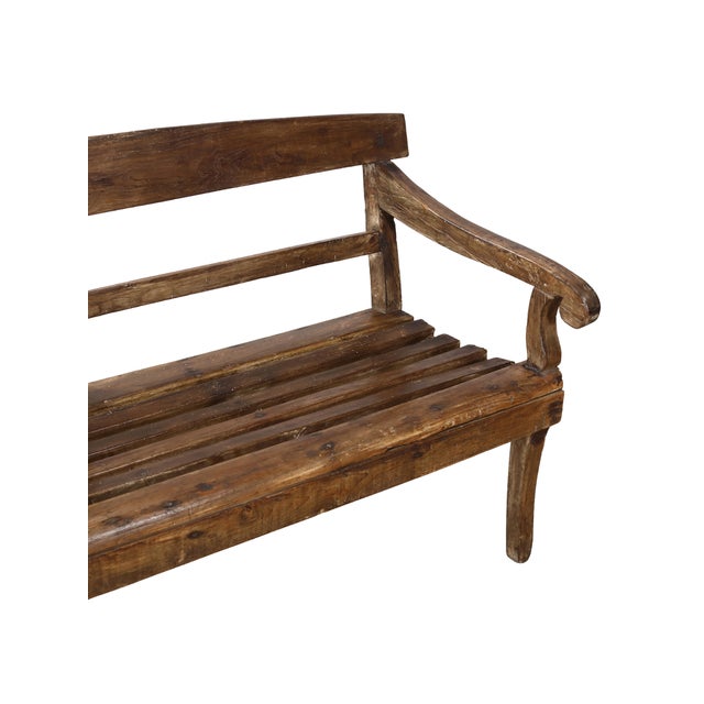 Antique Indian Teakwood Bench For Sale - Image 4 of 6