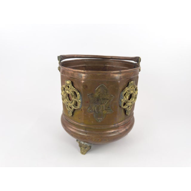 Antique French-Style Copper and Brass Jardiniere Planter With Gothic Mounts, C. 1900 For Sale - Image 4 of 18
