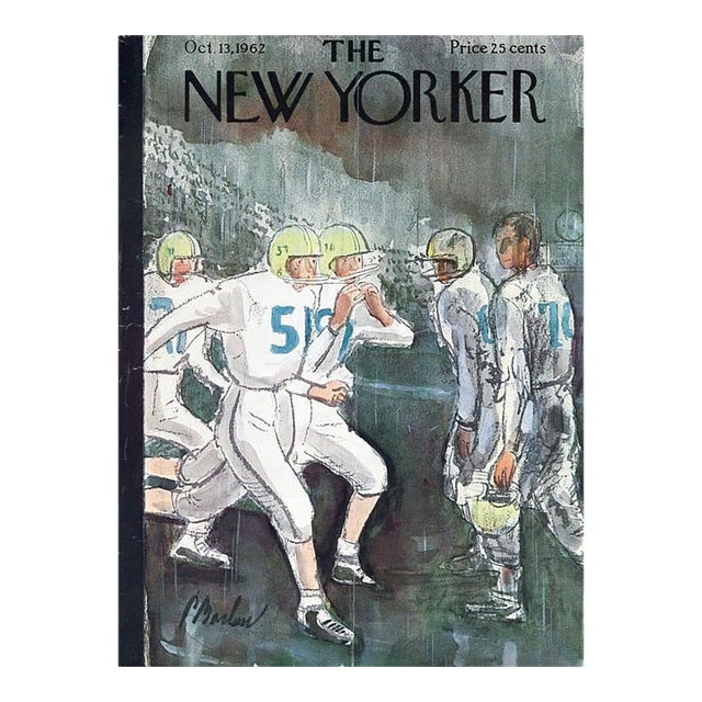 1962 Vintage New Yorker Cover, October 13 (Perry Barlow), Original New Yorker Magazine Cover, Sports, Football For Sale