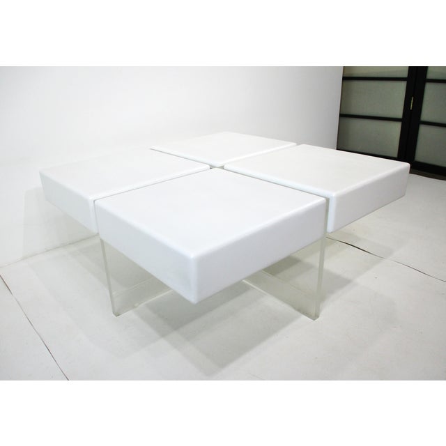 70's Karl Springer Styled Modular Wood Lucite Coffee Table For Sale - Image 12 of 12