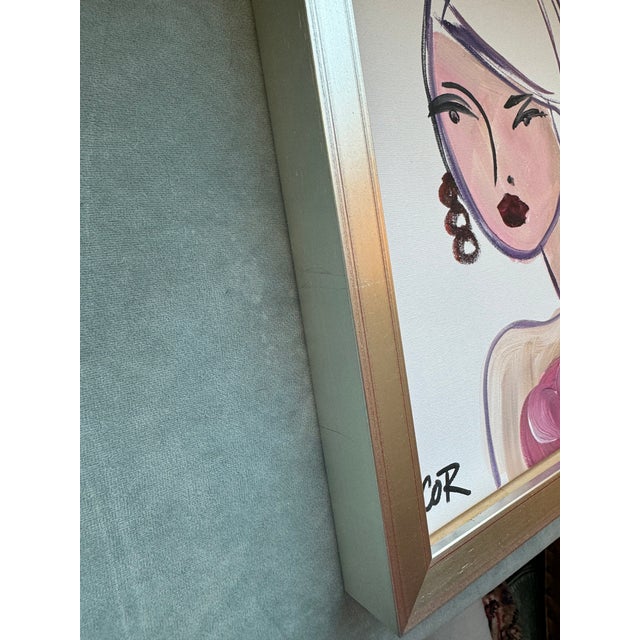 Contemporary After Lesley Weaver Contemporary Original Acrylic Painting of Lady, Framed For Sale - Image 3 of 5