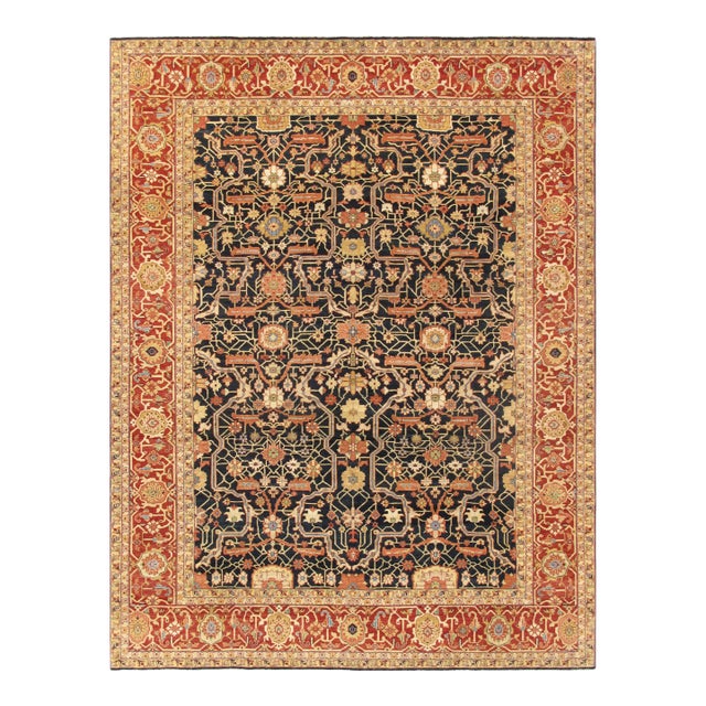 Pasargad Home Denver Navy Wool Area Rug- 9' 1" X 12' 2" For Sale