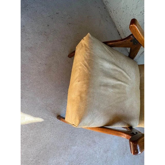 Mid 20th Century Mid Century Walnut Vinyl Recliner Armchair For Sale - Image 11 of 11