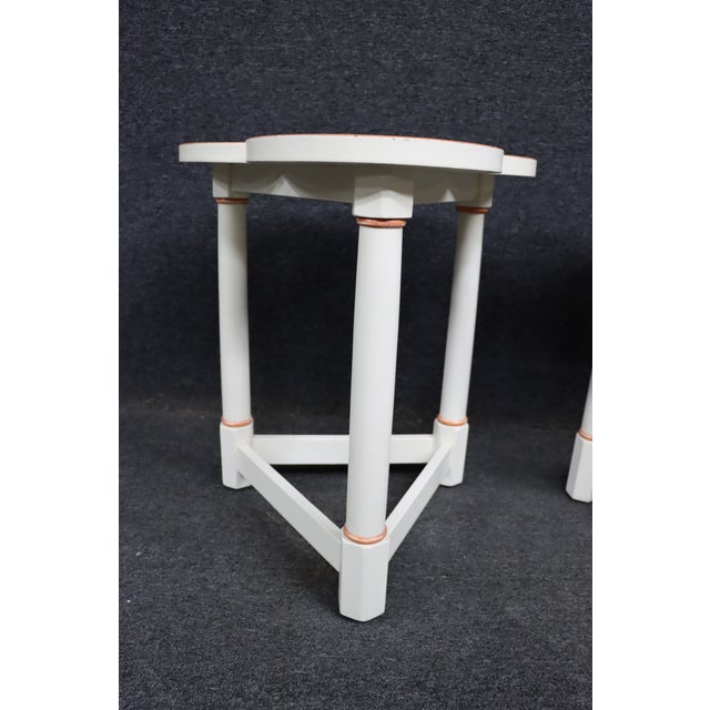 Pair of Vintage Hand-Painted Tri-Lobe Accent Tables For Sale - Image 12 of 13