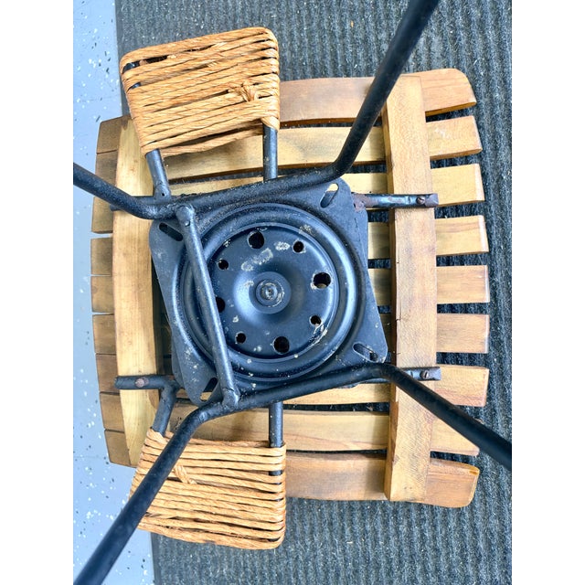 Attributed to Arthur Umanoff Rush Seat Wire Bases Bar Stools Circa 1970s - Set of 2 For Sale - Image 10 of 10