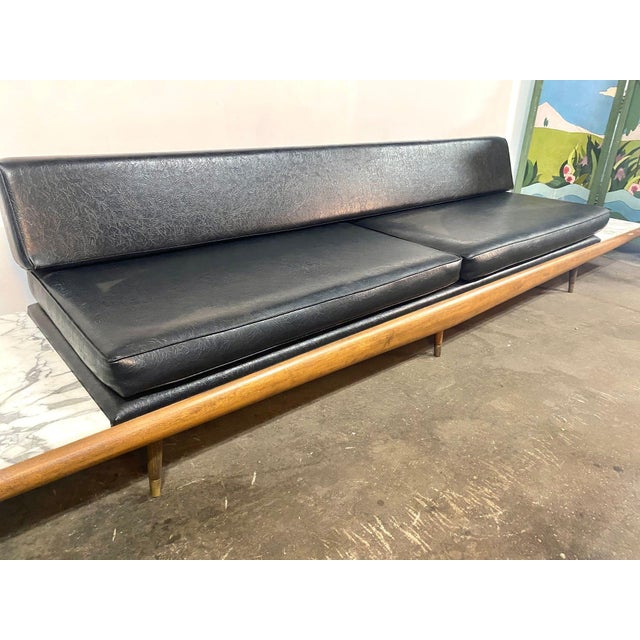 Black 1960s Adrian Pearsall Attributed Daybed in Walnut With Carrera Marble Endtables For Sale - Image 8 of 16
