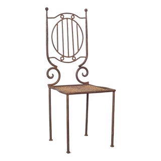 Mid 20th Century French Neoclassical Iron and Woven Accent Chair For Sale