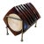 Mid Century Acrylic and Raffia Coaster in Metal Holder For Sale