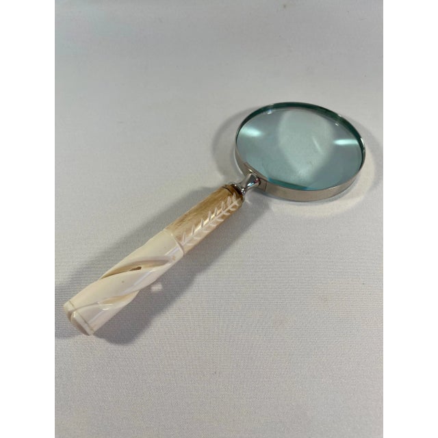 Vintage Magnifying Glass With Carved Ivory Style Handle For Sale - Image 11 of 11