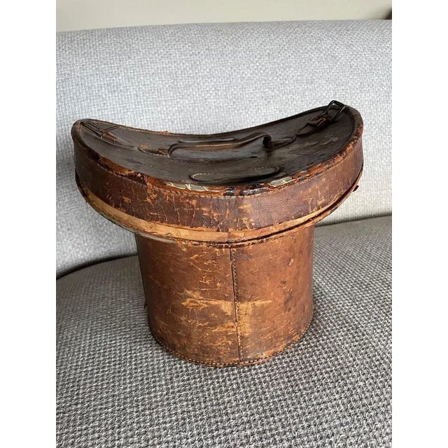 Brown Leather Hat Box For Sale - Image 6 of 10