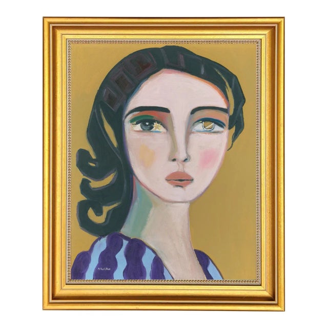 Contemporary Modern Cubist Abstract Portrait Oil Painting by Alexandra Swistak For Sale - Image 3 of 4