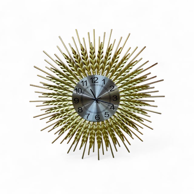 Mid Century Sunburst Clock For Sale - Image 13 of 13