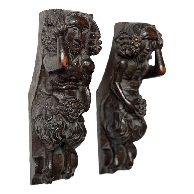 Hand-Carved Satyrs, 18th Century, Set of 2 For Sale