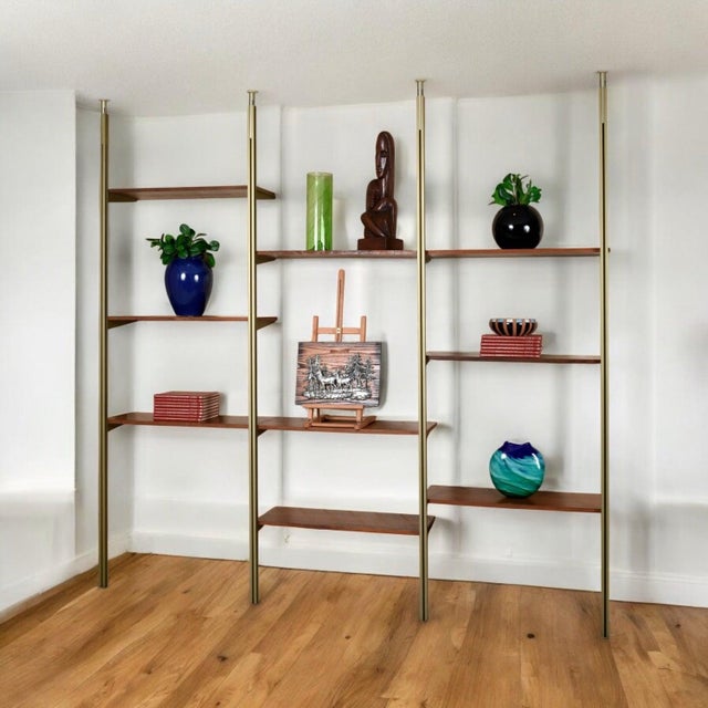 Tension Pole Free Standing Rose Gold Aluminum Omni Wall Unit by George Nelson For Sale - Image 15 of 15