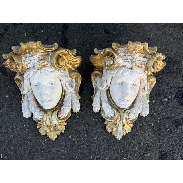 This pair of concrete and painted wall ornaments are stunning. Probably from France originally, they have a patina that...