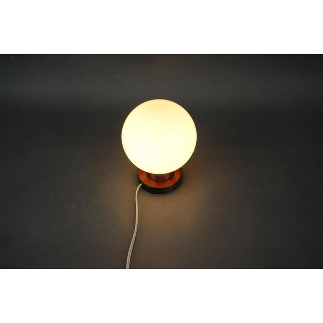 Gold Mid-Century Czech Opaline Glass Globe Table Lamp by Pokrok Žilina, 1960s For Sale - Image 8 of 9