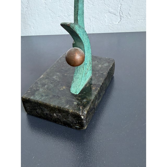 Green Bronze Modern Green Patinated Bronze Abstract Sculpture on Granite Base, 1980s For Sale - Image 8 of 11