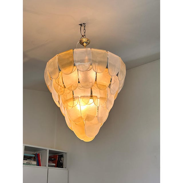 Modern Sanded Amber Petals Murano Style Glass Chandelier by Simoeng For Sale - Image 7 of 8