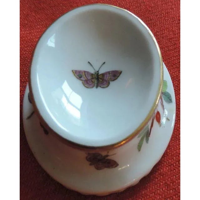 Traditional 19th Century German Berlin KPM Porcelain Butterflies & Birds Salt Cellar Decorated For Sale - Image 3 of 11