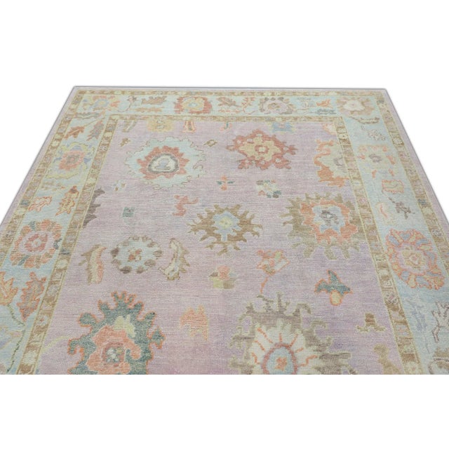 Early 21st Century Pink Multicolor Handwoven Turkish Oushak Rug 6'2" X 8'10" For Sale In Houston - Image 6 of 9