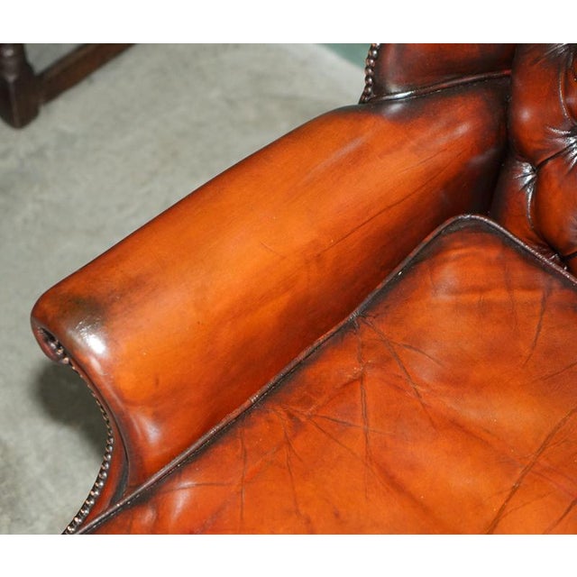 Chesterfield Wingback Swivel Office Chair in Hand-Dyed Leather from Harrods London, 1970s For Sale - Image 9 of 18